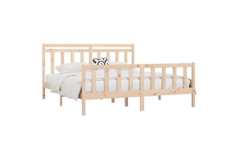 beBasic sengeramme 200x200 cm massivt fyrretræ - Brun - Møbler - Senge - Sengeramme & sengestel