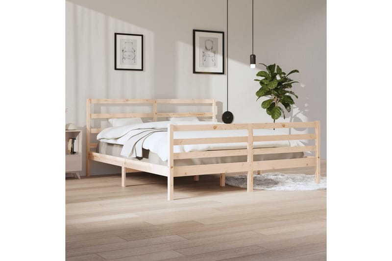 beBasic sengeramme 200x200 cm massivt fyrretræ - Brun - Møbler - Senge - Sengeramme & sengestel