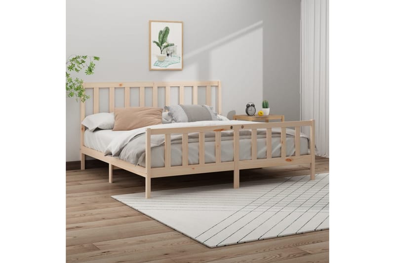beBasic sengeramme 200x200 cm massivt fyrretræ - Brun - Møbler - Senge - Sengeramme & sengestel