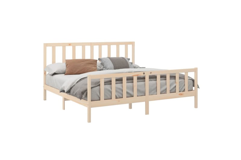 beBasic sengeramme 200x200 cm massivt fyrretræ - Brun - Møbler - Senge - Sengeramme & sengestel