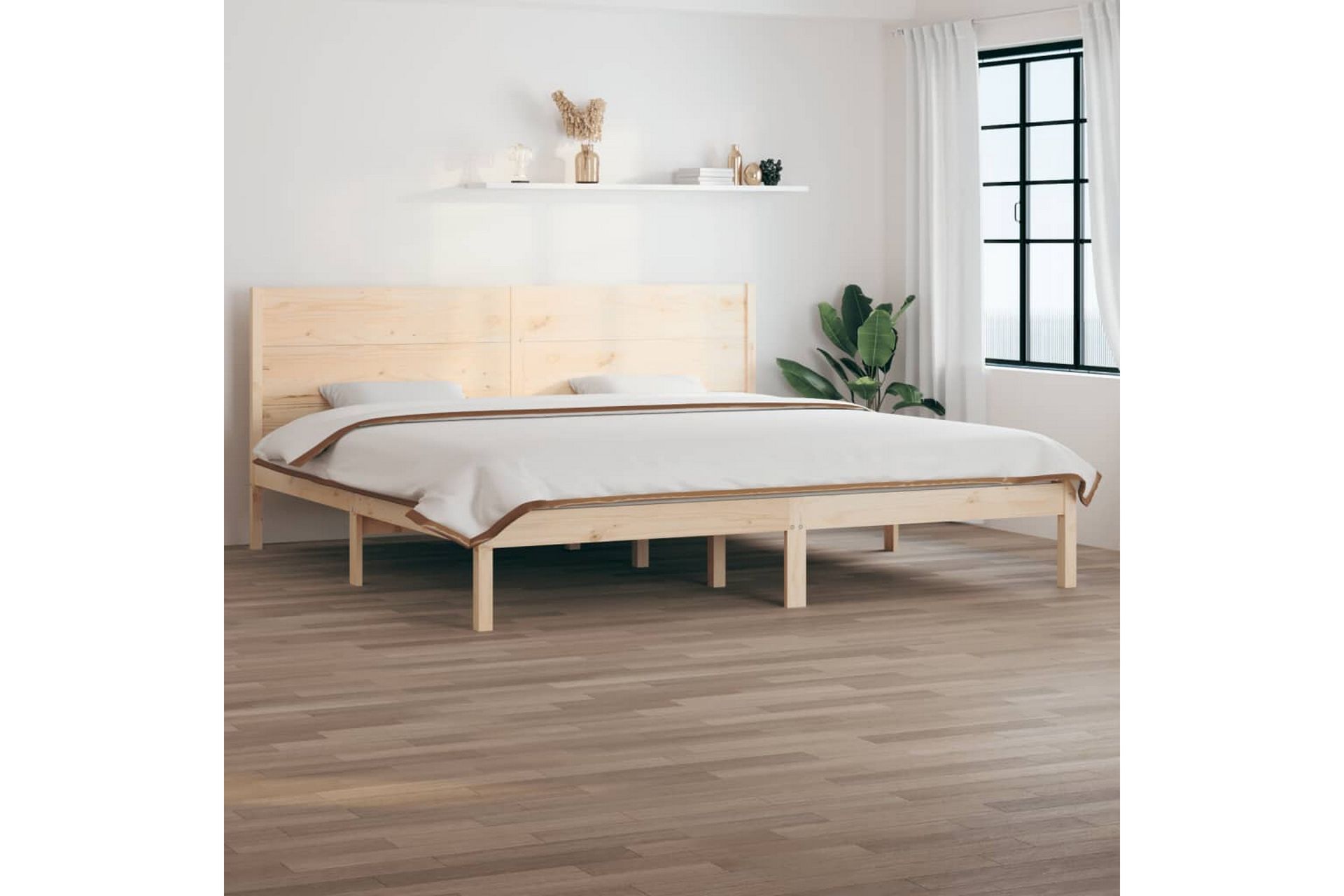beBasic sengeramme 200x200 cm massivt fyrretræ - Brun - Møbler - Senge - Sengeramme & sengestel