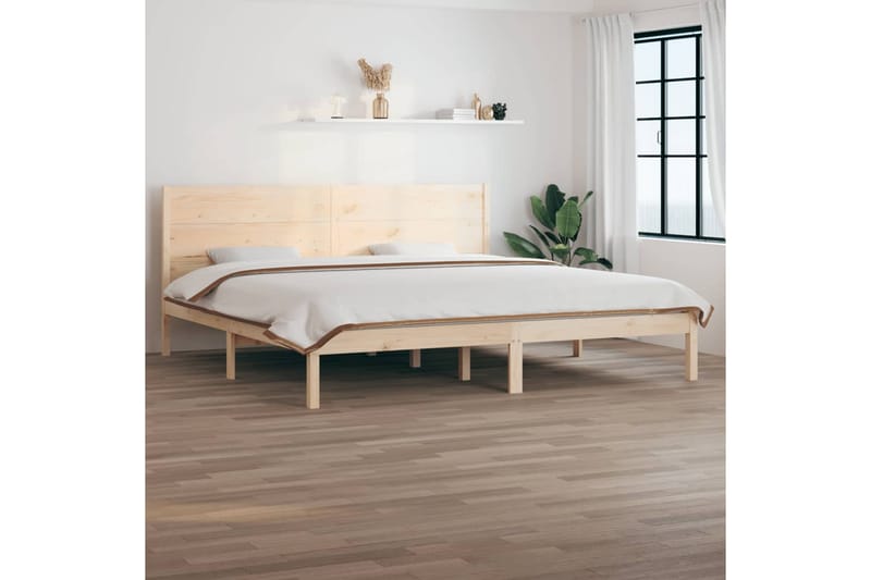 beBasic sengeramme 200x200 cm massivt fyrretræ - Brun - Møbler - Senge - Sengeramme & sengestel