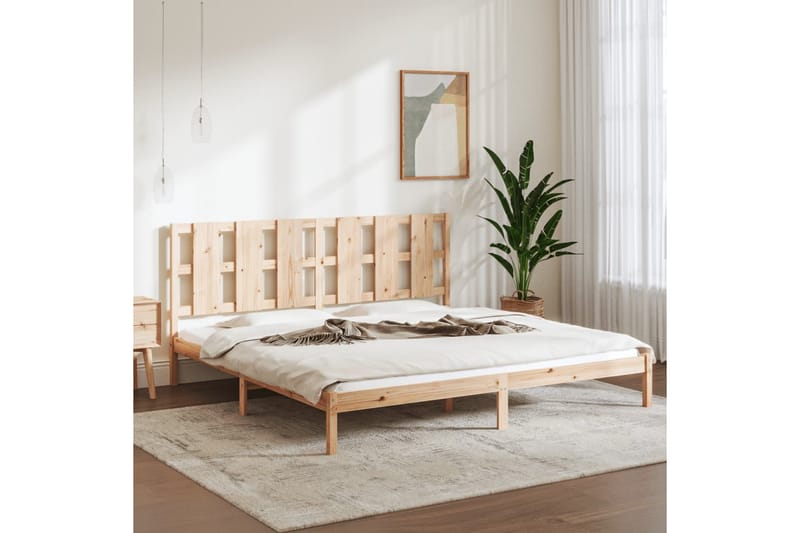 beBasic sengeramme 200x200 cm massivt fyrretræ - Brun - Møbler - Senge - Sengeramme & sengestel