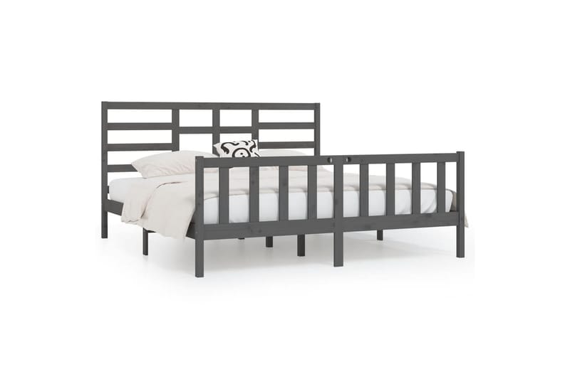 beBasic sengeramme 200x200 cm massivt fyrretræ grå - GrÃ¥ - Møbler - Senge - Sengeramme & sengestel