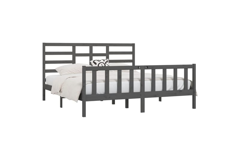 beBasic sengeramme 200x200 cm massivt fyrretræ grå - GrÃ¥ - Møbler - Senge - Sengeramme & sengestel