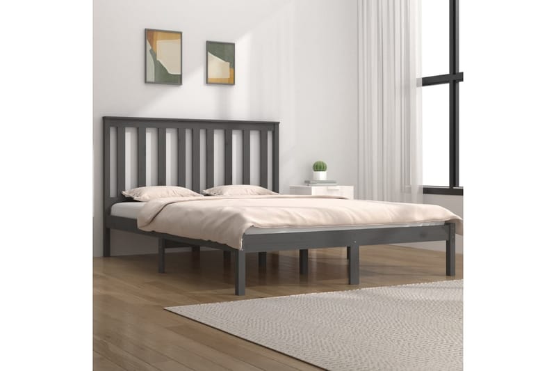 beBasic sengeramme 200x200 cm massivt fyrretræ grå - GrÃ¥ - Møbler - Senge - Sengeramme & sengestel