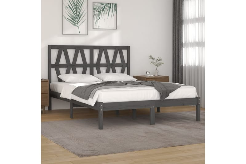 beBasic sengeramme 200x200 cm massivt fyrretræ grå - GrÃ¥ - Møbler - Senge - Sengeramme & sengestel