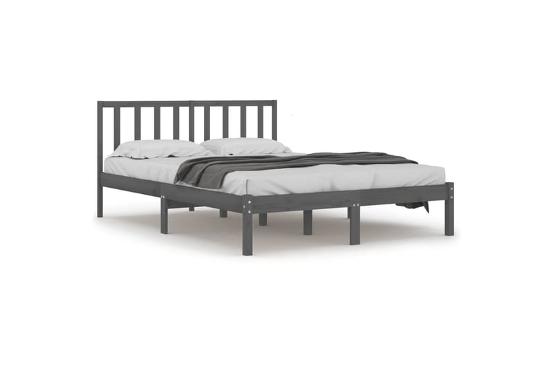 beBasic sengeramme 200x200 cm massivt fyrretræ grå - GrÃ¥ - Møbler - Senge - Sengeramme & sengestel