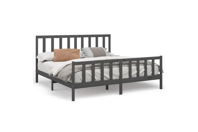 beBasic sengeramme 200x200 cm massivt fyrretræ grå - GrÃ¥ - Møbler - Senge - Sengeramme & sengestel