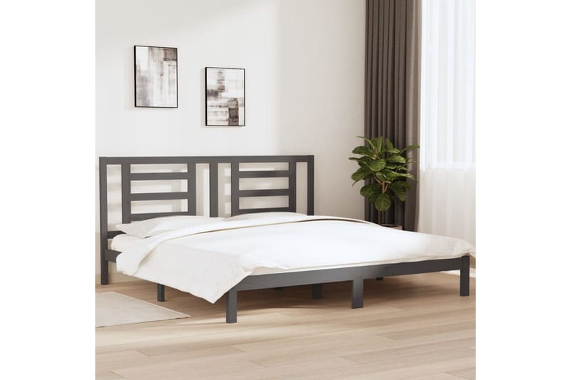 beBasic sengeramme 200x200 cm massivt fyrretræ grå - GrÃ¥ - Møbler - Senge - Sengeramme & sengestel