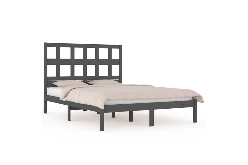 beBasic sengeramme 200x200 cm massivt fyrretræ grå - GrÃ¥ - Møbler - Senge - Sengeramme & sengestel
