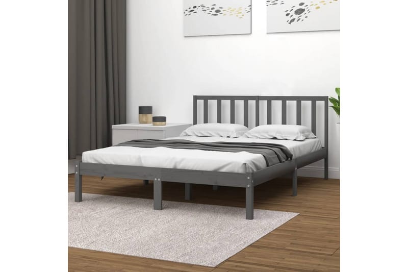 beBasic sengeramme 200x200 cm massivt fyrretræ grå - GrÃ¥ - Møbler - Senge - Sengeramme & sengestel