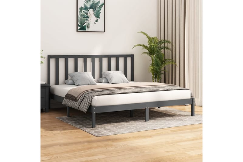 beBasic sengeramme 200x200 cm massivt fyrretræ grå - GrÃ¥ - Møbler - Senge - Sengeramme & sengestel