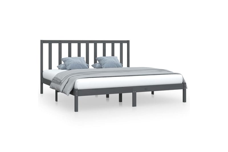 beBasic sengeramme 200x200 cm massivt fyrretræ grå - GrÃ¥ - Møbler - Senge - Sengeramme & sengestel