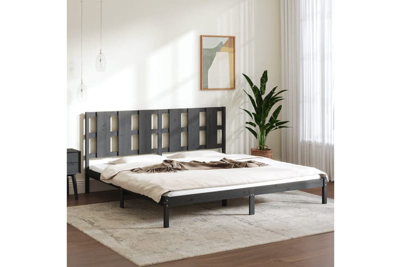beBasic sengeramme 200x200 cm massivt fyrretræ grå - GrÃ¥ - Møbler - Senge - Sengeramme & sengestel
