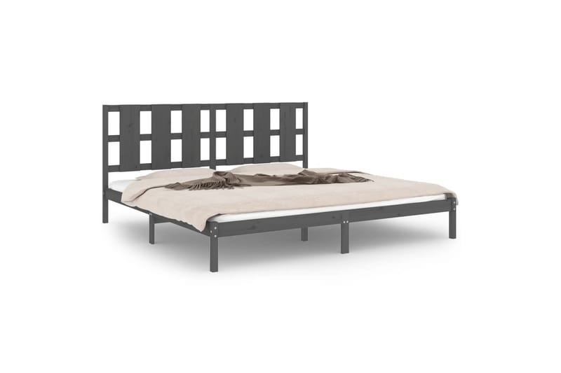 beBasic sengeramme 200x200 cm massivt fyrretræ grå - GrÃ¥ - Møbler - Senge - Sengeramme & sengestel
