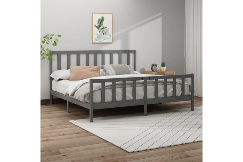 beBasic sengeramme 200x200 cm massivt fyrretræ grå - GrÃ¥ - Møbler - Senge - Sengeramme & sengestel