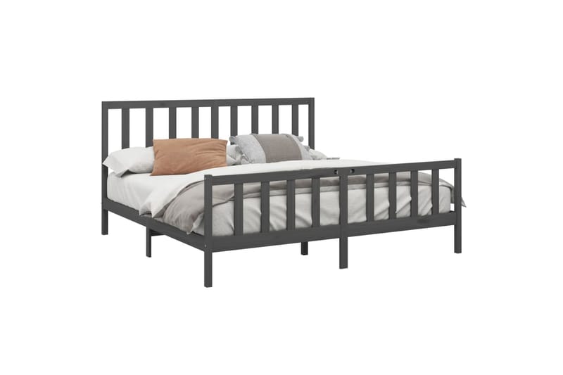 beBasic sengeramme 200x200 cm massivt fyrretræ grå - GrÃ¥ - Møbler - Senge - Sengeramme & sengestel