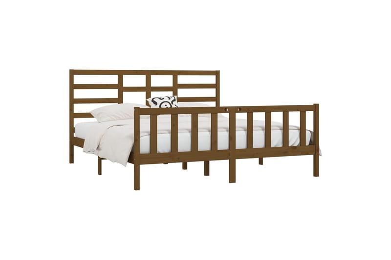 beBasic sengeramme 200x200 cm massivt fyrretræ gyldenbrun - Brun - Møbler - Senge - Sengeramme & sengestel