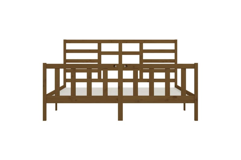 beBasic sengeramme 200x200 cm massivt fyrretræ gyldenbrun - Brun - Møbler - Senge - Sengeramme & sengestel