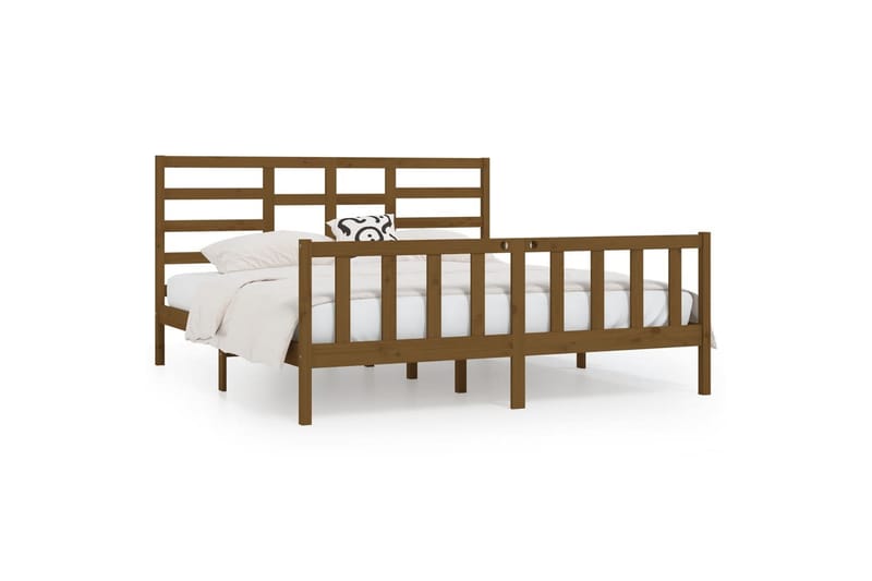 beBasic sengeramme 200x200 cm massivt fyrretræ gyldenbrun - Brun - Møbler - Senge - Sengeramme & sengestel