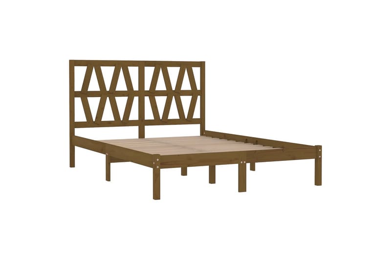 beBasic sengeramme 200x200 cm massivt fyrretræ gyldenbrun - Brun - Møbler - Senge - Sengeramme & sengestel