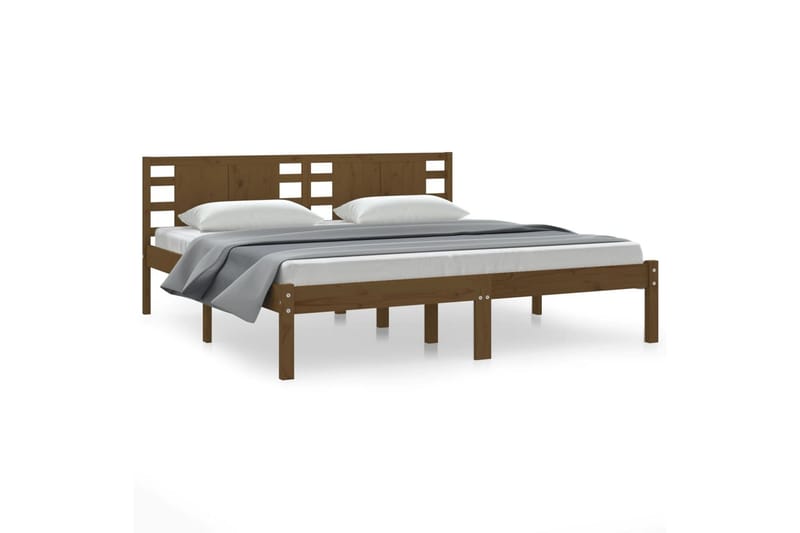 beBasic sengeramme 200x200 cm massivt fyrretræ gyldenbrun - Brun - Møbler - Senge - Sengeramme & sengestel