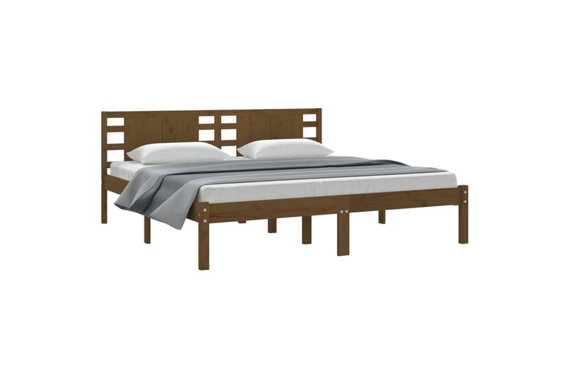 beBasic sengeramme 200x200 cm massivt fyrretræ gyldenbrun - Brun - Møbler - Senge - Sengeramme & sengestel