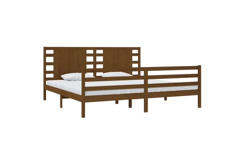 beBasic sengeramme 200x200 cm massivt fyrretræ gyldenbrun - Brun - Møbler - Senge - Sengeramme & sengestel