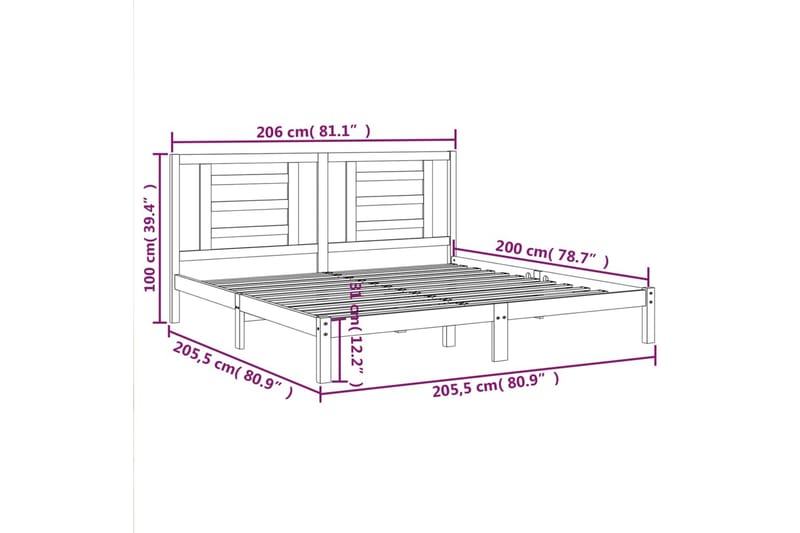 beBasic sengeramme 200x200 cm massivt fyrretræ gyldenbrun - Brun - Sengeramme & sengestel