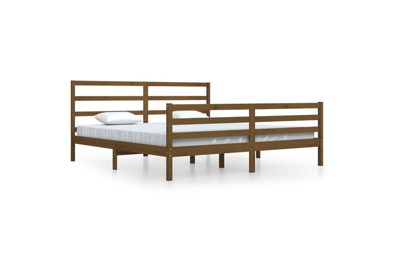 beBasic sengeramme 200x200 cm massivt fyrretræ gyldenbrun - Brun - Møbler - Senge - Sengeramme & sengestel
