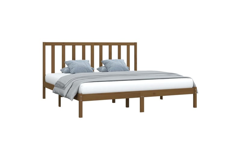 beBasic sengeramme 200x200 cm massivt fyrretræ gyldenbrun - Brun - Møbler - Senge - Sengeramme & sengestel