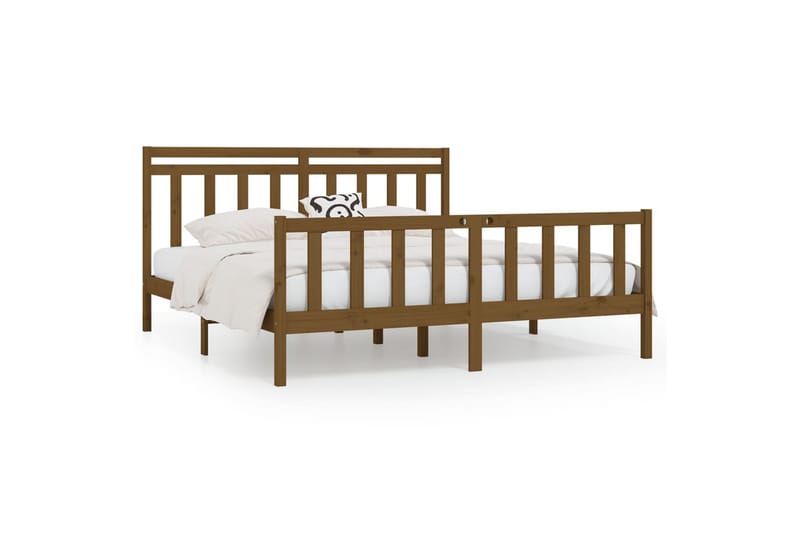 beBasic sengeramme 200x200 cm massivt fyrretræ gyldenbrun - Brun - Møbler - Senge - Sengeramme & sengestel
