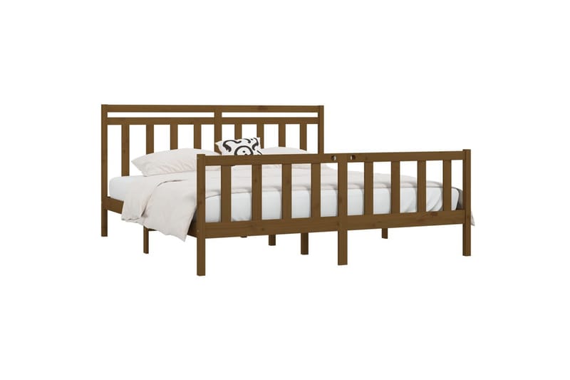 beBasic sengeramme 200x200 cm massivt fyrretræ gyldenbrun - Brun - Møbler - Senge - Sengeramme & sengestel