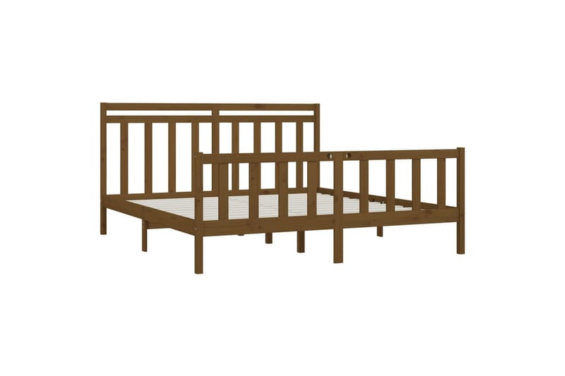 beBasic sengeramme 200x200 cm massivt fyrretræ gyldenbrun - Brun - Møbler - Senge - Sengeramme & sengestel