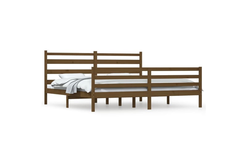 beBasic sengeramme 200x200 cm massivt fyrretræ gyldenbrun - Brun - Møbler - Senge - Sengeramme & sengestel