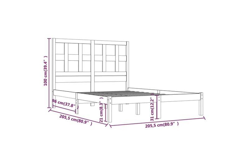beBasic sengeramme 200x200 cm massivt fyrretræ hvid - Hvid - Møbler - Senge - Sengeramme & sengestel
