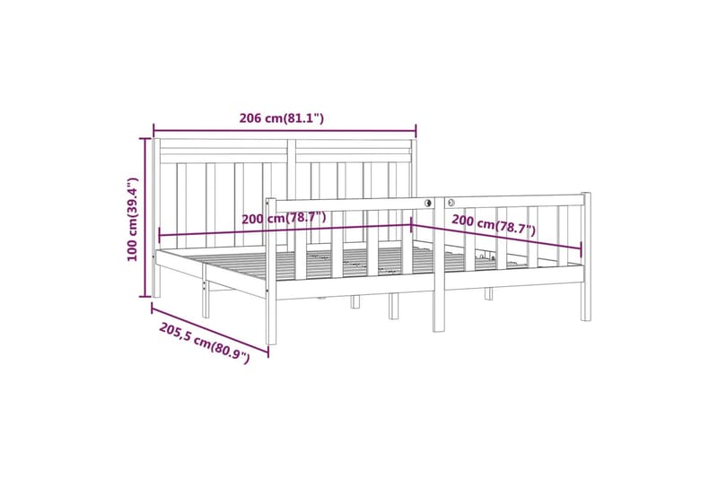 beBasic sengeramme 200x200 cm massivt fyrretræ hvid - Hvid - Møbler - Senge - Sengeramme & sengestel