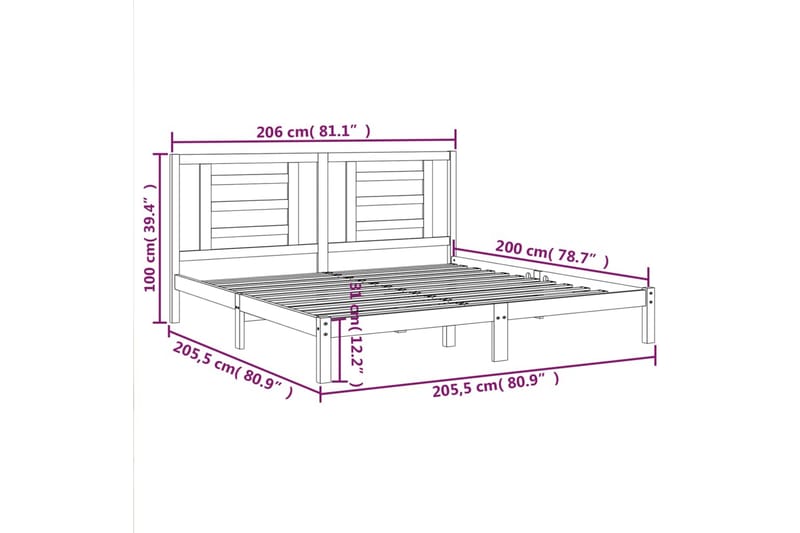 beBasic sengeramme 200x200 cm massivt fyrretræ hvid - Hvid - Møbler - Senge - Sengeramme & sengestel