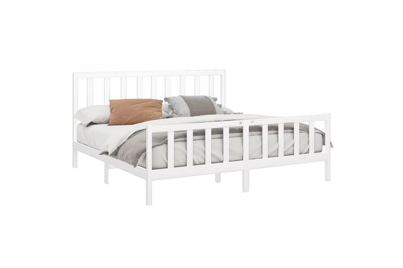 beBasic sengeramme 200x200 cm massivt fyrretræ hvid - Hvid - Møbler - Senge - Sengeramme & sengestel