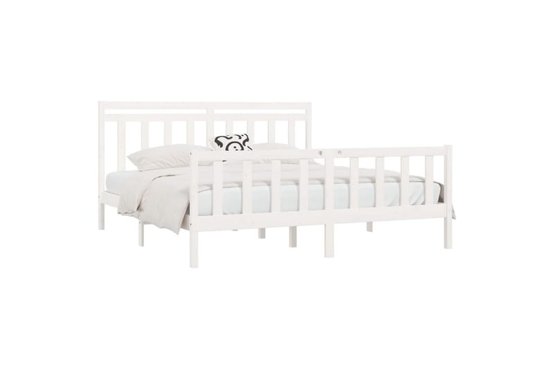 beBasic sengeramme 200x200 cm massivt fyrretræ hvid - Hvid - Møbler - Senge - Sengeramme & sengestel