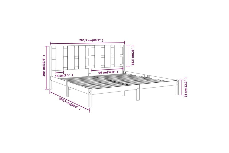 beBasic sengeramme 200x200 cm massivt fyrretræ hvid - Hvid - Møbler - Senge - Sengeramme & sengestel
