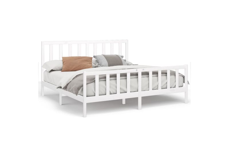beBasic sengeramme 200x200 cm massivt fyrretræ hvid - Hvid - Møbler - Senge - Sengeramme & sengestel