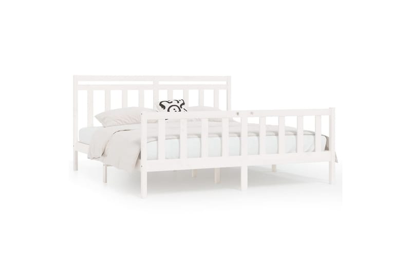 beBasic sengeramme 200x200 cm massivt fyrretræ hvid - Hvid - Møbler - Senge - Sengeramme & sengestel