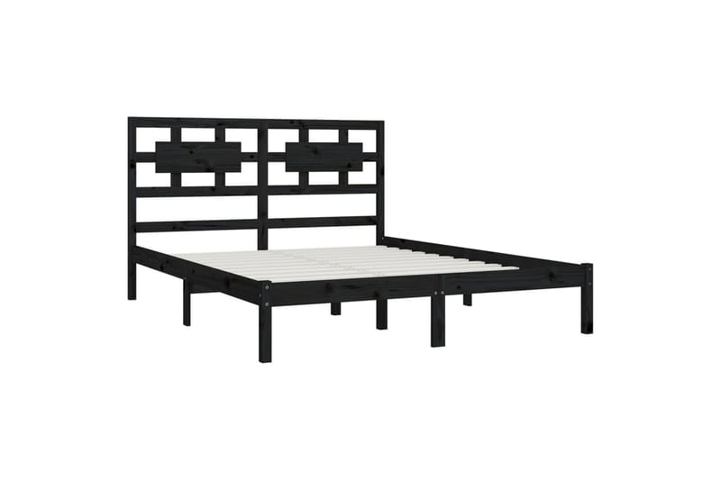 beBasic sengeramme 200x200 cm massivt fyrretræ sort - Sort - Møbler - Senge - Sengeramme & sengestel