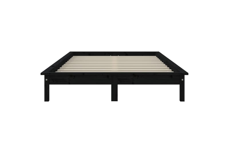 beBasic sengeramme 200x200 cm massivt fyrretræ sort - Sort - Sengeramme & sengestel