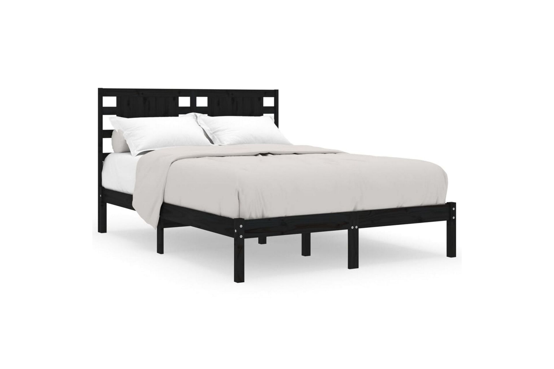 beBasic sengeramme 200x200 cm massivt fyrretræ sort - Sort - Møbler - Senge - Sengeramme & sengestel