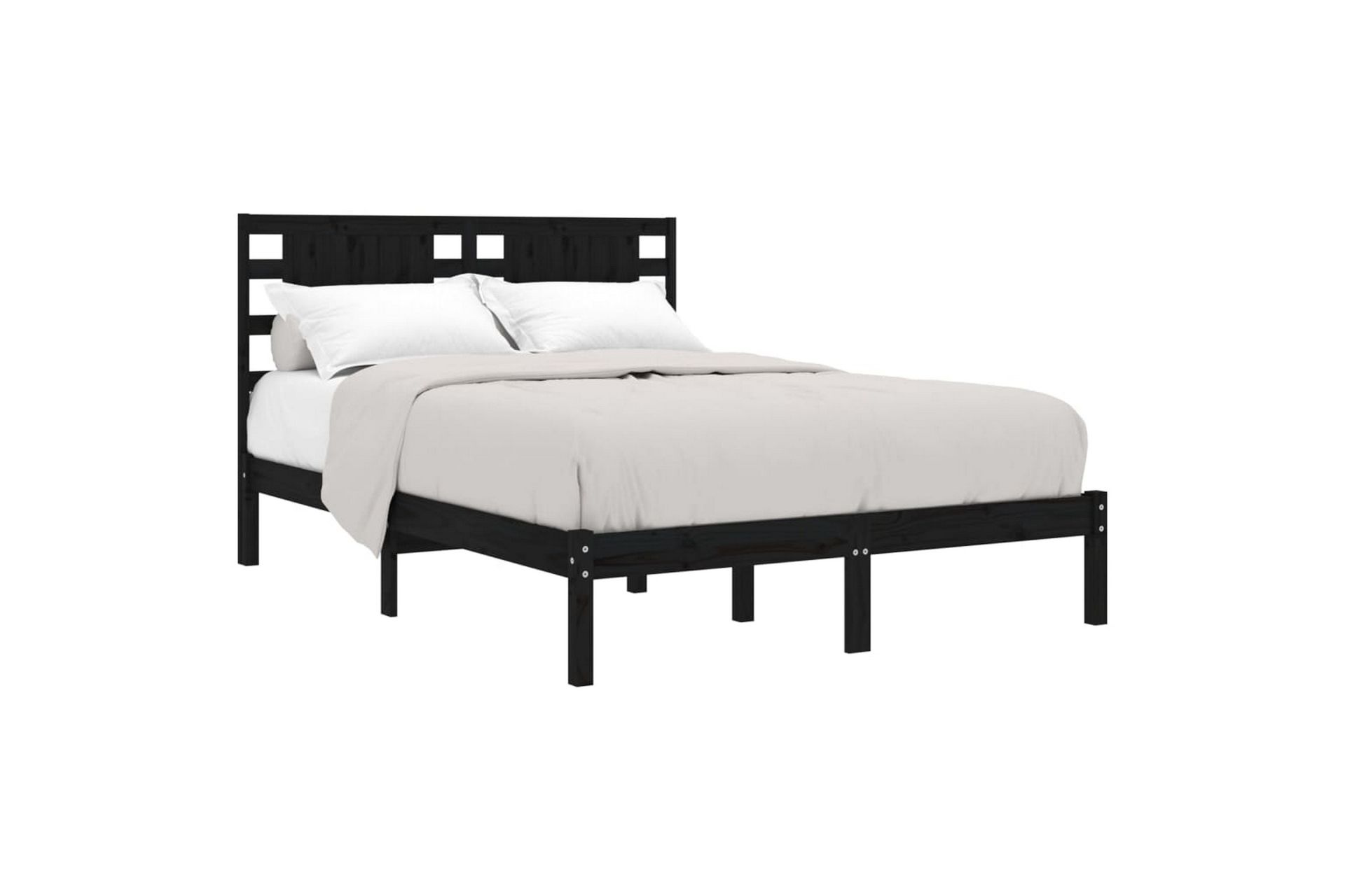 beBasic sengeramme 200x200 cm massivt fyrretræ sort - Sort - Møbler - Senge - Sengeramme & sengestel