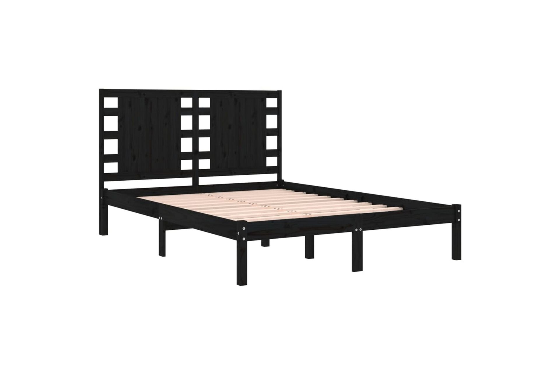 beBasic sengeramme 200x200 cm massivt fyrretræ sort - Sort - Møbler - Senge - Sengeramme & sengestel