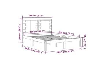 beBasic sengeramme 200x200 cm massivt fyrretræ sort - Sort - Møbler - Senge - Sengeramme & sengestel